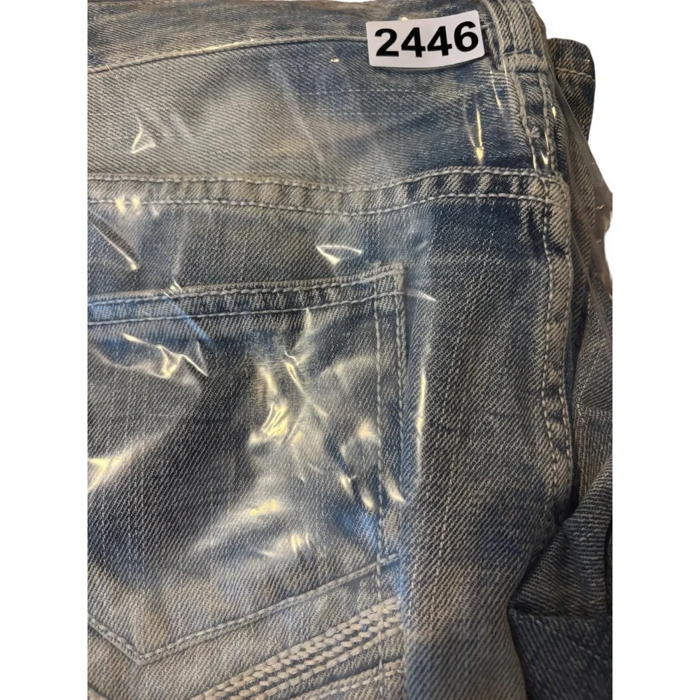 Marc Ecko DEADLY THREADS Jeans Men's 39X33 Straight Distressed Denim Cut and Sew